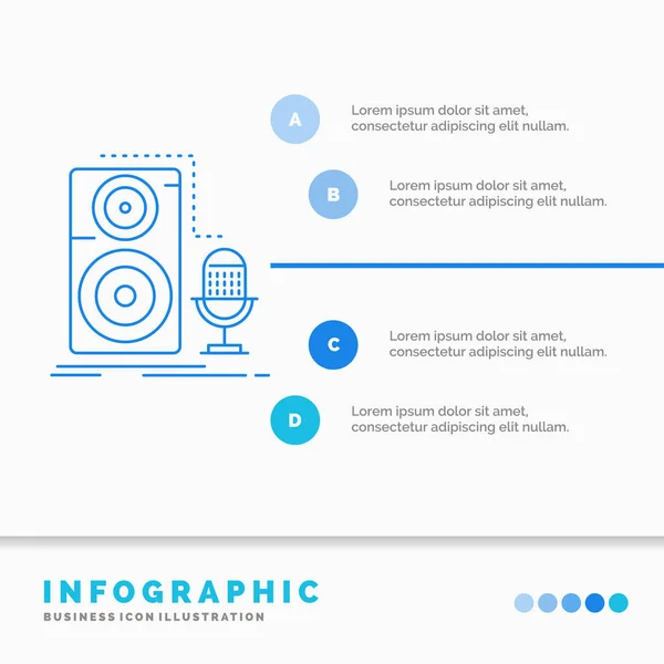 Live Micrófono Micrófono Grabación Sonido Infografías Plantilla Para Sitio Web — Vector de stock