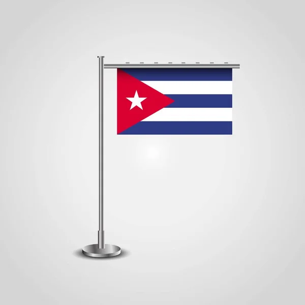 Bandera Cuba Pole Illustration — Vector de stock