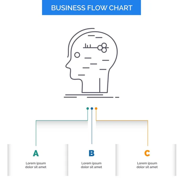 Cérebro Hack Hacking Chave Mente Business Flow Chart Design Com — Vetor de Stock