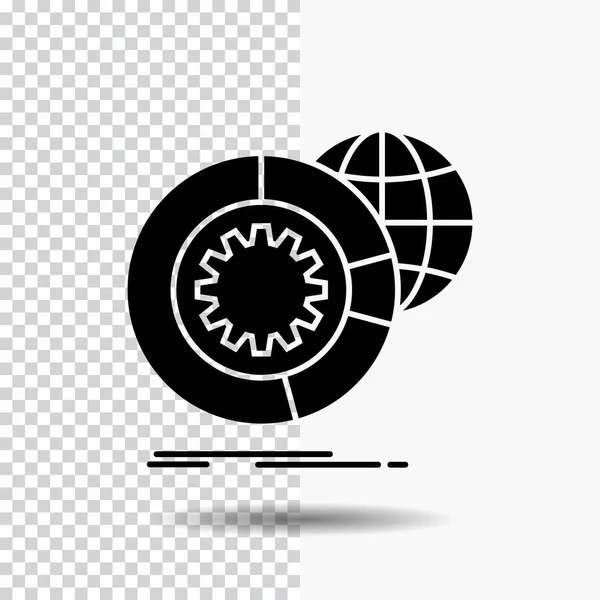 Data Big Data Analysis Globe Services Glyph Icon Transparent Background — Archivo Imágenes Vectoriales