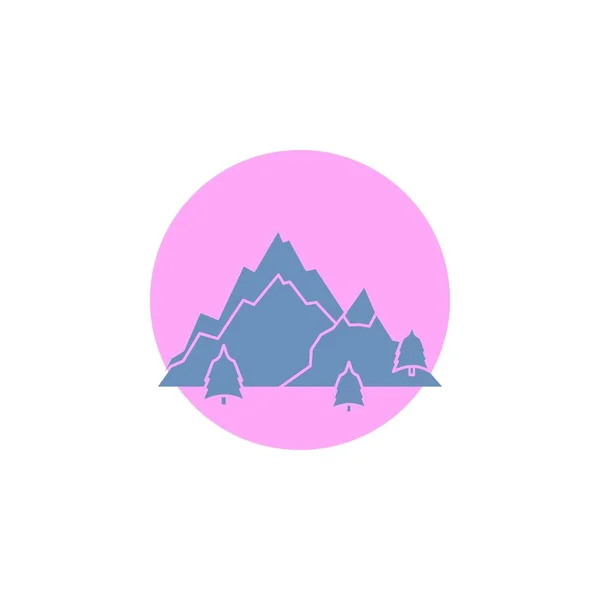 Гора Пейзаж Пагорб Природа Дерево Гліф Ікона — стоковий вектор
