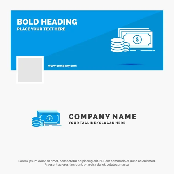 Blue Business Logo Template Finanza Investimenti Pagamenti Denaro Dollaro Facebook — Vettoriale Stock