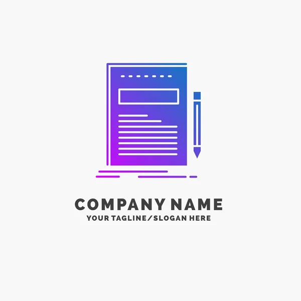 Negócio Documento Arquivo Papel Apresentação Purple Business Logo Template Lugar — Vetor de Stock