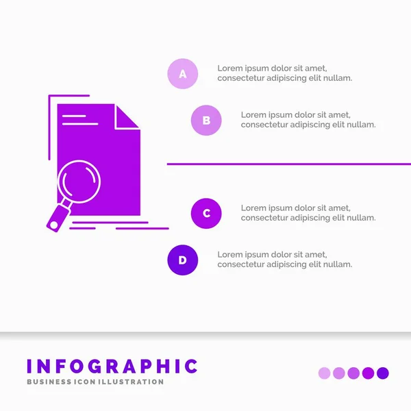 Analysis Document File Find Page Infographics Template Website Presentation Glyph — Stock Vector