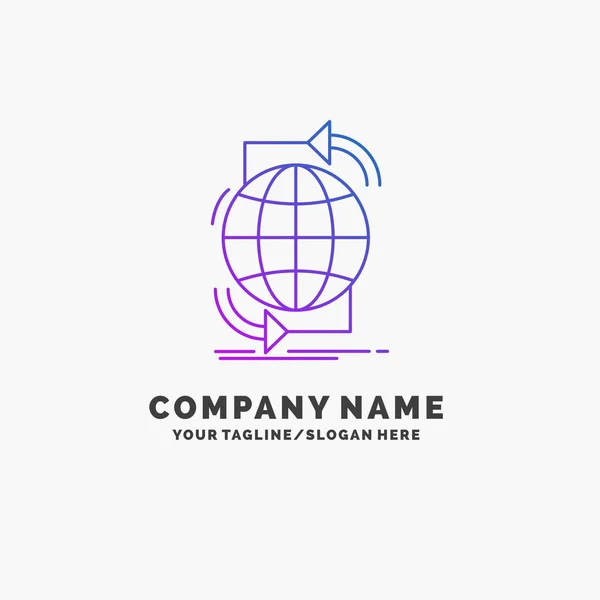 Conectividade Global Internet Rede Web Purple Business Logo Template Lugar — Vetor de Stock