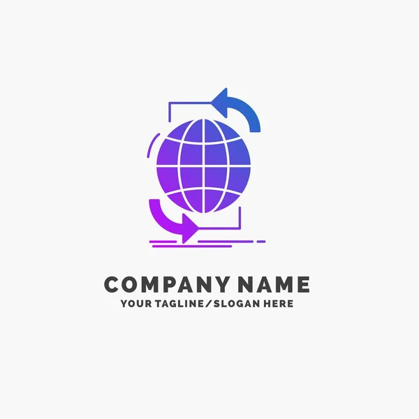 Connectivity Global Internet Network Web Purple Business Logo Template Place — Stock Vector