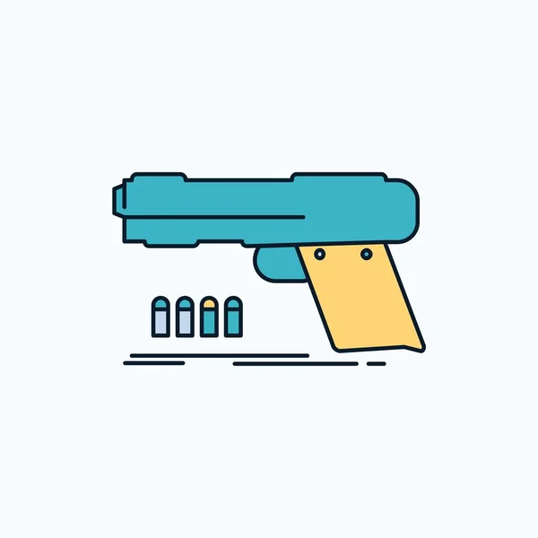 Pistolet Arme Poing Pistolet Tireur Arme Flat Icon Signe Vert — Image vectorielle