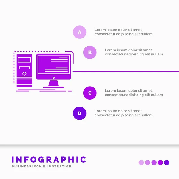 Ordinateur Bureau Matériel Poste Travail Modèle Infographie Système Pour Site — Image vectorielle