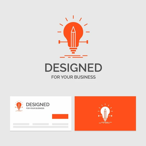 Business Logo Vorlage Für Glühbirne Kreativ Lösung Licht Bleistift Orangefarbene — Stockvektor