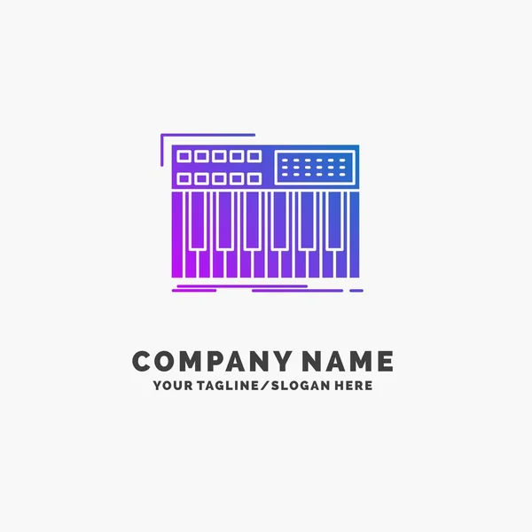 Synth Keyboard Midi Synthesiser Synthesizer Purple Business Logo Template Place — Stock Vector