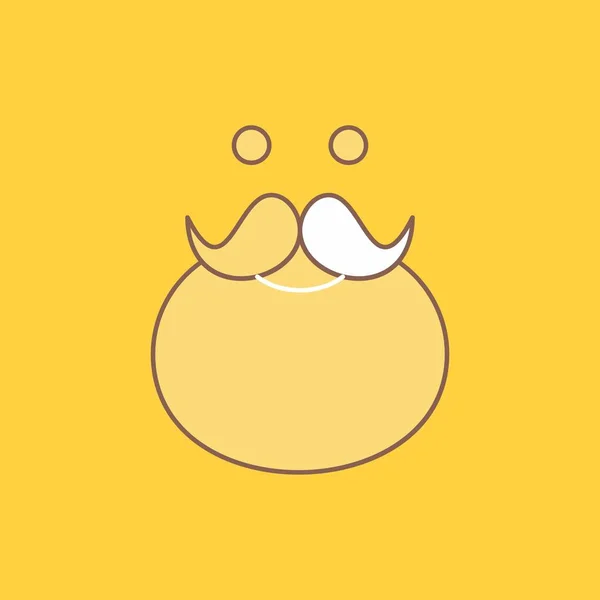 Bigote Hipster Movember Santa Beared Flat Line Icono Lleno Hermoso — Archivo Imágenes Vectoriales