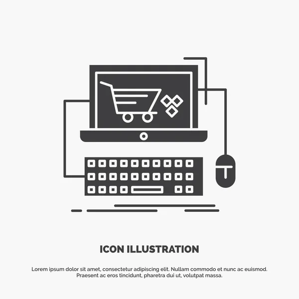 Cart Online Shop Store Game Icon Glyph Vector Gray Symbol — Stock Vector