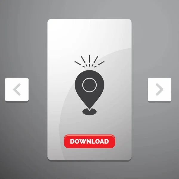 地图字形图标在卡蒙分滑块设计 红色下载按钮 — 图库矢量图片
