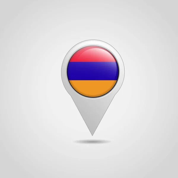 Mapa Bandera Armenia Pin — Vector de stock