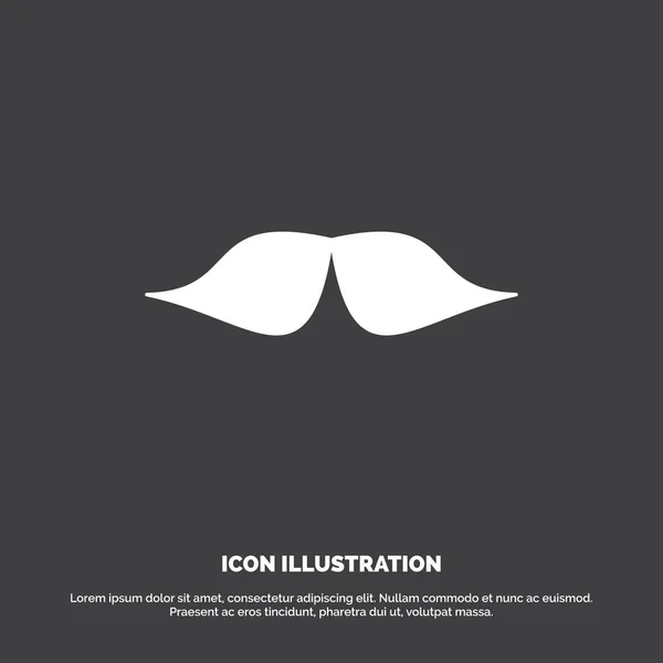 Moustache Hipster Movember Mâle Hommes Icône Symbole Vectoriel Glyphe Pour — Image vectorielle