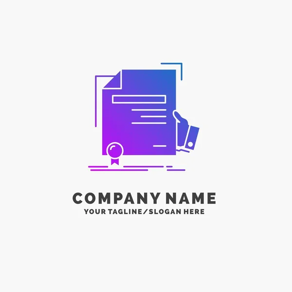 Certificato Laurea Istruzione Premio Accordo Purple Business Logo Template Luogo — Vettoriale Stock