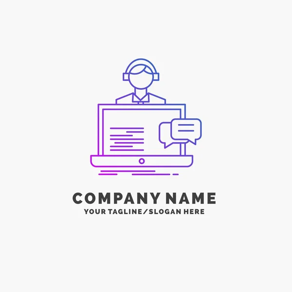 Supporto Chat Cliente Servizio Aiuto Purple Business Logo Template Luogo — Vettoriale Stock