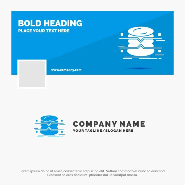 Blue Business Logo Template Database Data Architecture Infographics Monitoring Facebook — Stock Vector