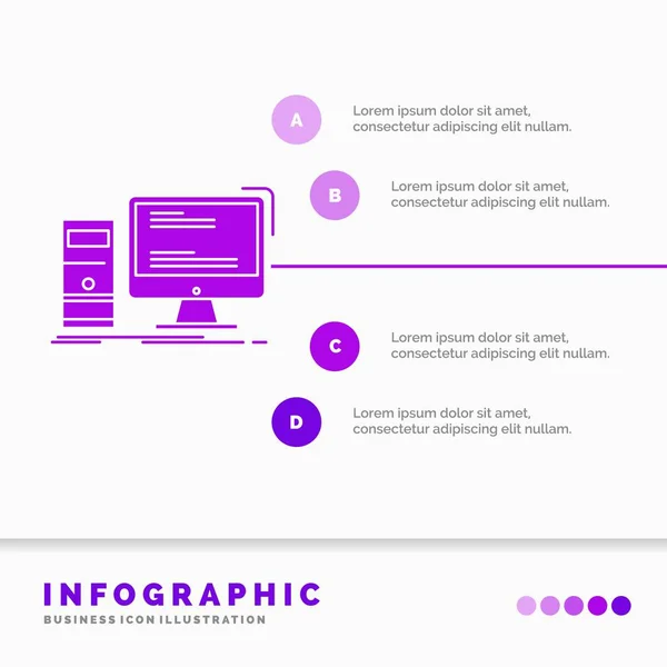 Computer Desktop Gaming Personal Infographics Template Website Presentation Glyph Purple — Stock Vector