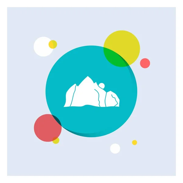 Colline Paysage Nature Montagne Scène Glyphe Blanc Icône Coloré Cercle — Image vectorielle
