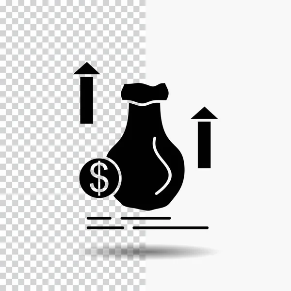 Argent Sac Dollar Croissance Stock Glyph Icône Sur Fond Transparent — Image vectorielle