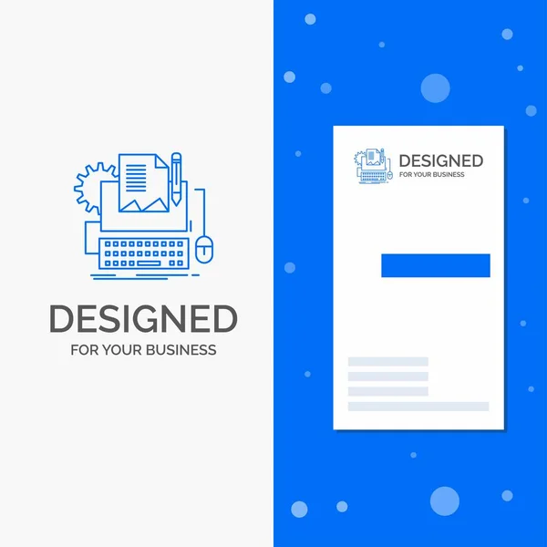 Логотип Компании Type Writer Бумага Компьютер Бумага Клавиатура Вертикальный Синий — стоковый вектор