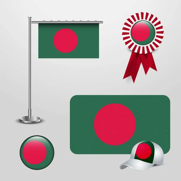 Bangladesh Bandera Insignia Diseño Vector — Vector de stock