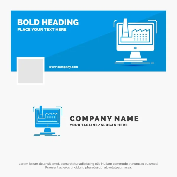 Blauwe Business Logo Sjabloon Voor Digital Fabriek Productie Productie Product — Stockvector
