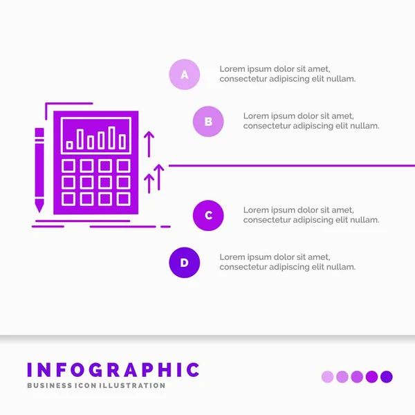 計算機ウェブサイトやプレゼンテーションのためのインフォ グラフィック テンプレート グリフの紫色のアイコン インフォ グラフィック スタイル ベクトル図 — ストックベクタ