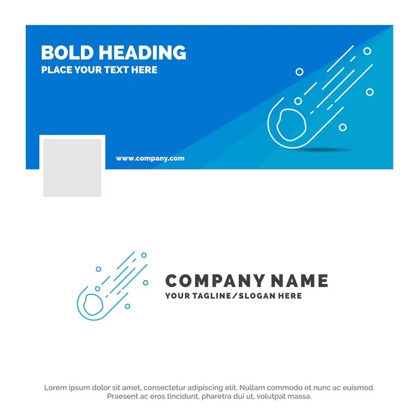 Blue Business Logo Template Asteroid Astronomy Meteor Space Comet Inglés — Archivo Imágenes Vectoriales