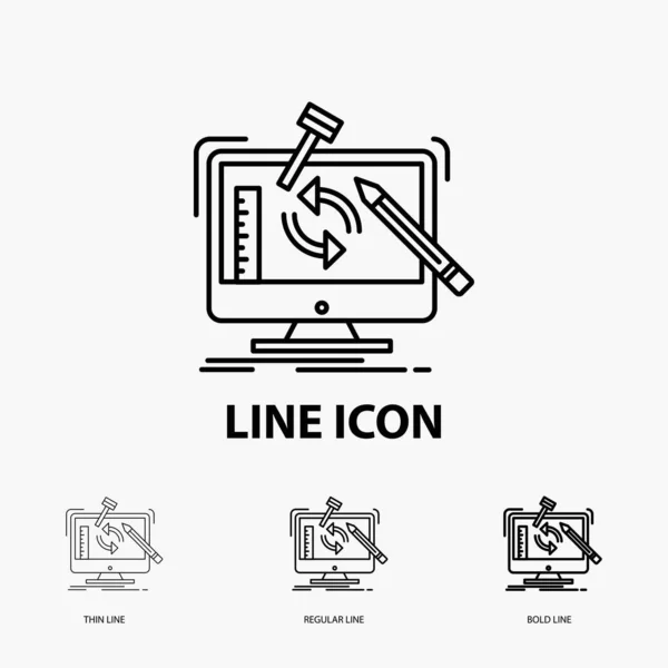 Инжиниринг Проект Инструменты Мастерская Обработка Icon Тонком Эластичном Смелом Стиле — стоковый вектор