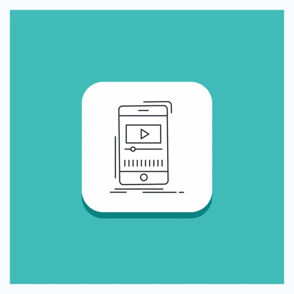 Runder Knopf Für Medien Musik Player Video Mobilfunk Symbol Türkisfarbener — Stockvektor