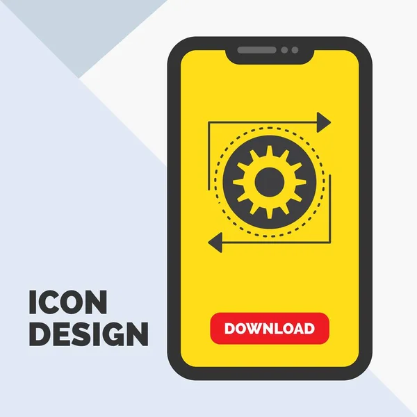 Negocio Engranaje Gestión Operación Proceso Glyph Icono Mobile Para Página — Vector de stock