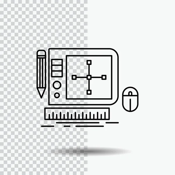 Ontwerp Grafisch Gereedschap Software Web Ontwerpen Lijn Pictogram Transparante Achtergrond — Stockvector