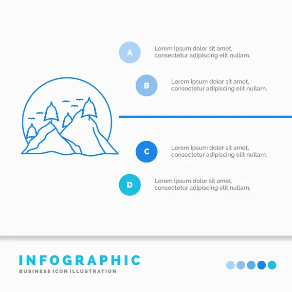 Hügel Landschaft Natur Berg Sonne Infografik Vorlage Für Website Und — Stockvektor