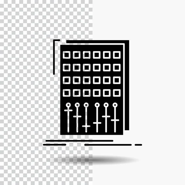 Аудио Управление Микс Микст Студийная Glyphy Icon Заднем Плане Черная — стоковый вектор