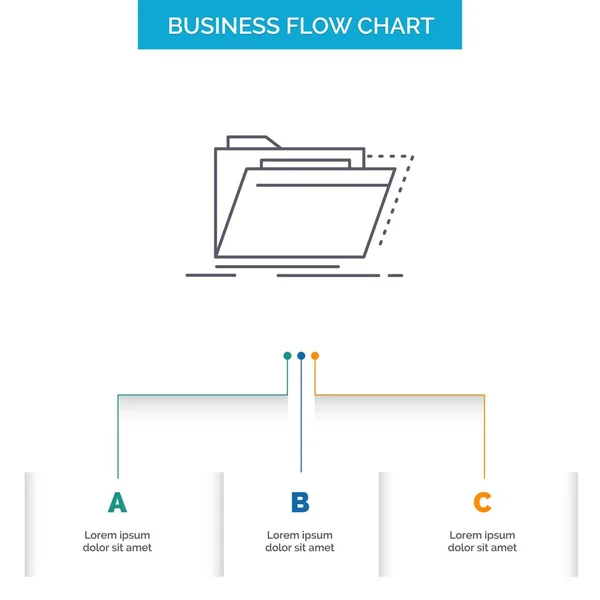 Archive Catalog Directory Files Folder Business Flow Chart Design Steps — Stock Vector