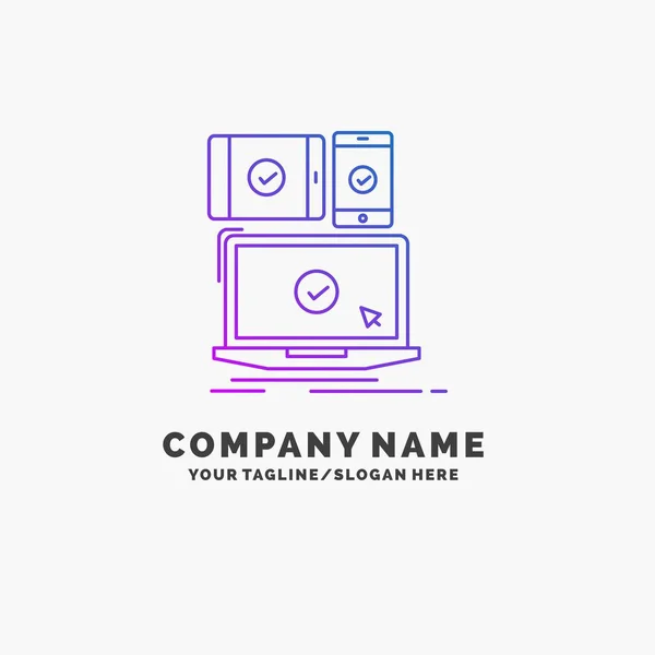 Ordinateur Appareils Mobile Sensible Technologie Purple Business Logo Template Place — Image vectorielle