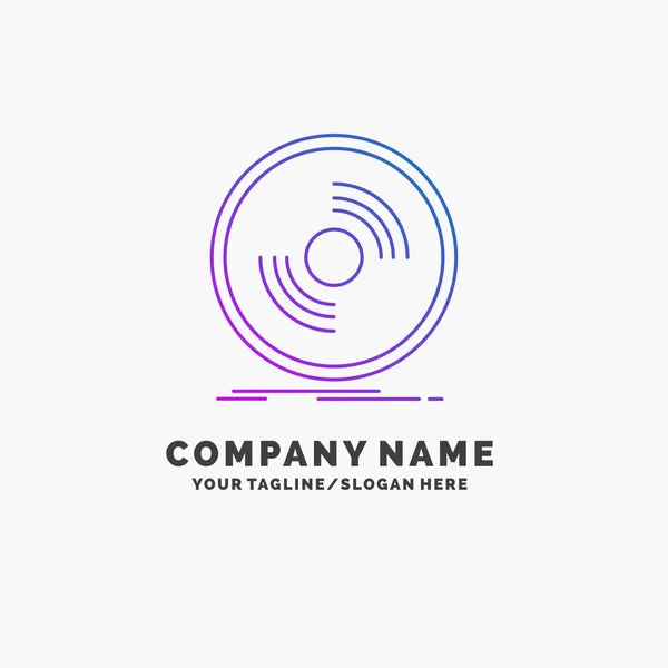 Disco Fonógrafo Registro Vinil Purple Business Logo Template Lugar Para — Vetor de Stock