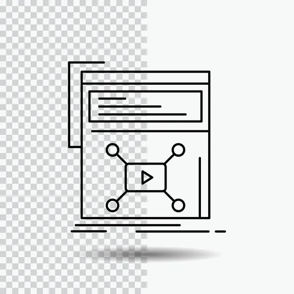 Marknadsföring Sida Video Webb Webbplats Ikon Transparent Bakgrund Svart Ikon — Stock vektor