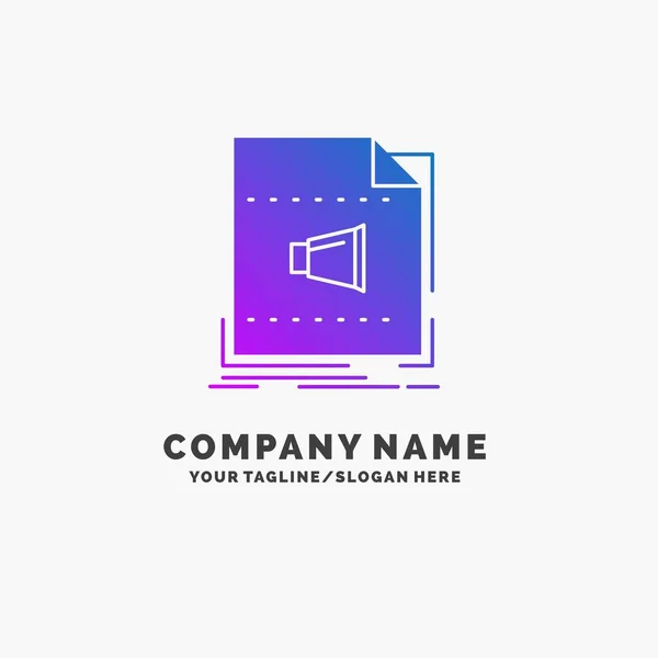 Áudio Arquivo Formato Música Som Purple Business Logo Template Lugar — Vetor de Stock