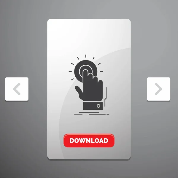 Touch Click Hand Start Glyph Icon Carousal Pagination Slider Design — ストックベクタ
