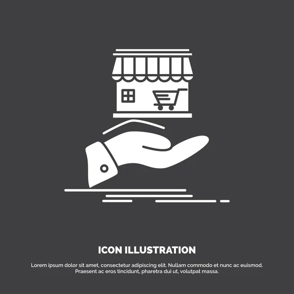 Shop Donate Shopping Online Hand Icon Glyph Vector Symbol Website — Stock Vector