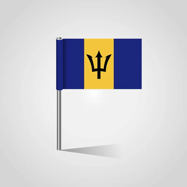 Barbados Zászló Térkép Pin — Stock Vector