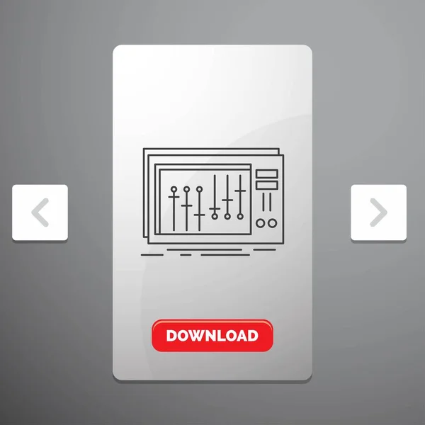 Console Mixeur Musique Studio Line Icon Carousal Pagination Slider Design — Image vectorielle