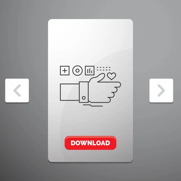 Monitoreo Tecnología Fitness Corazón Pulso Icono Línea Paginación Carrusel Slider — Archivo Imágenes Vectoriales