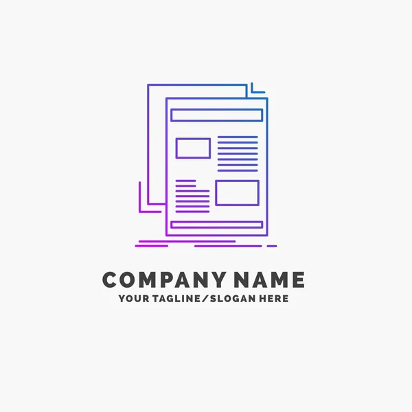 Notizie Newsletter Giornale Media Carta Purple Business Logo Template Luogo — Vettoriale Stock