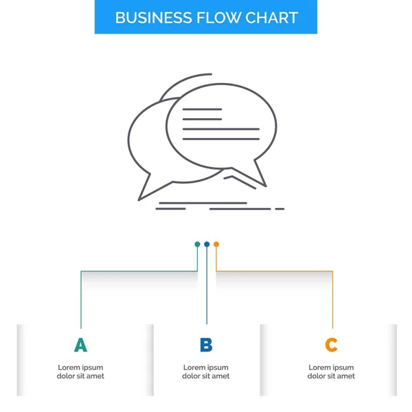Bulle Chat Communication Discours Parler Conception Organigramme Affaires Avec Étapes — Image vectorielle