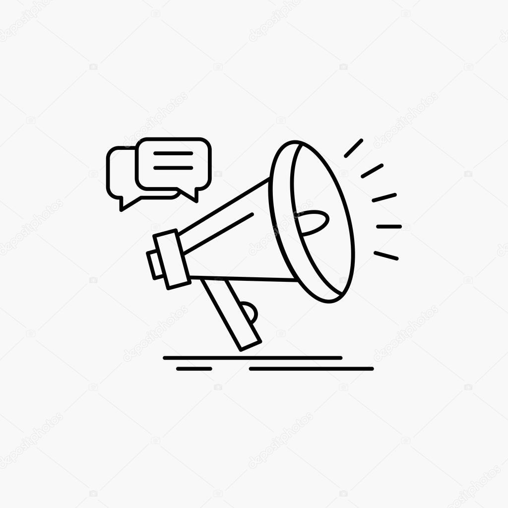 marketing, megaphone, announcement, promo, promotion Line Icon. Vector isolated illustration