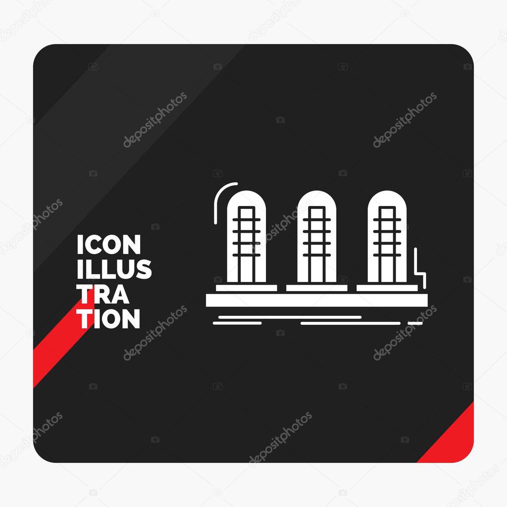 Red and Black Creative presentation Background for amplifier, analog, lamp, sound, tube Glyph Icon